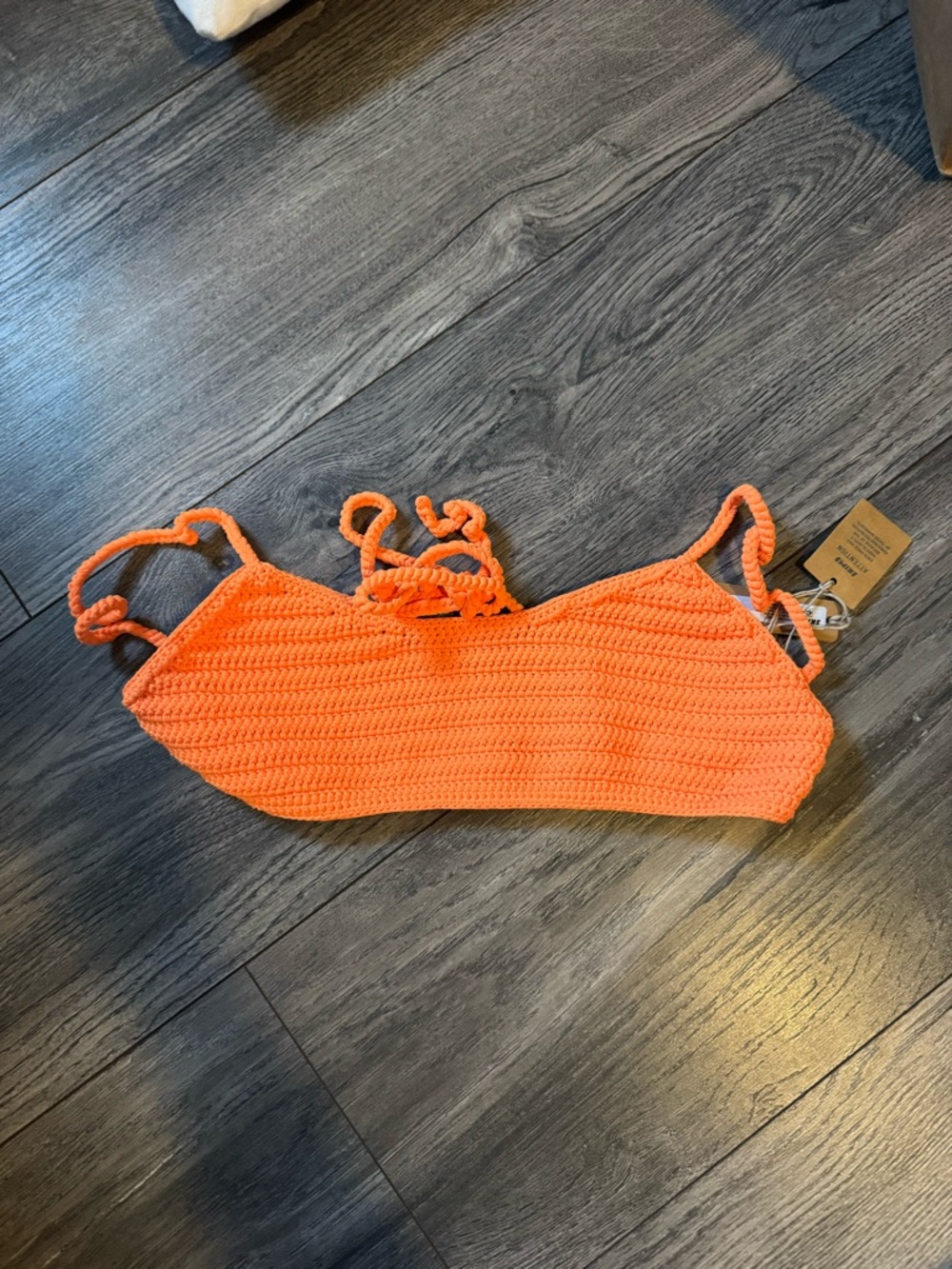SKIMS Orange Crochet Bikini Top